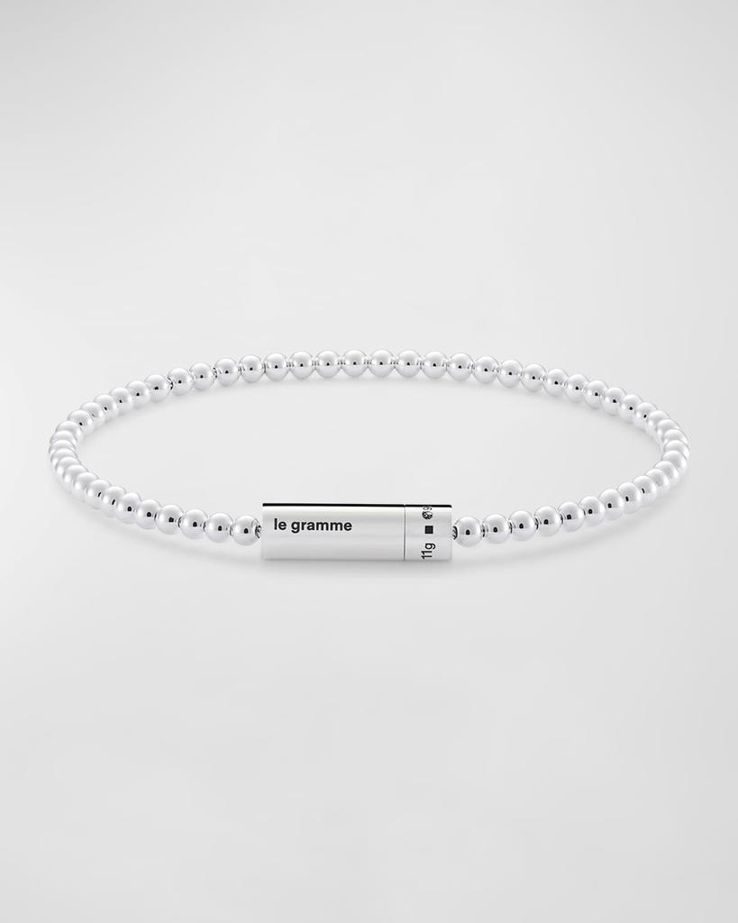Le Gramme Men
s Polished Silver Beaded Bracelet