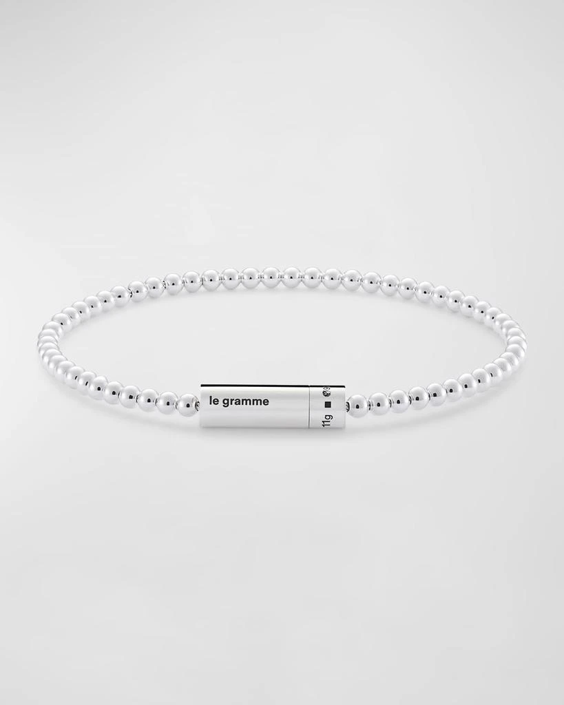 Le Gramme Men's Polished Silver Beaded Bracelet 1