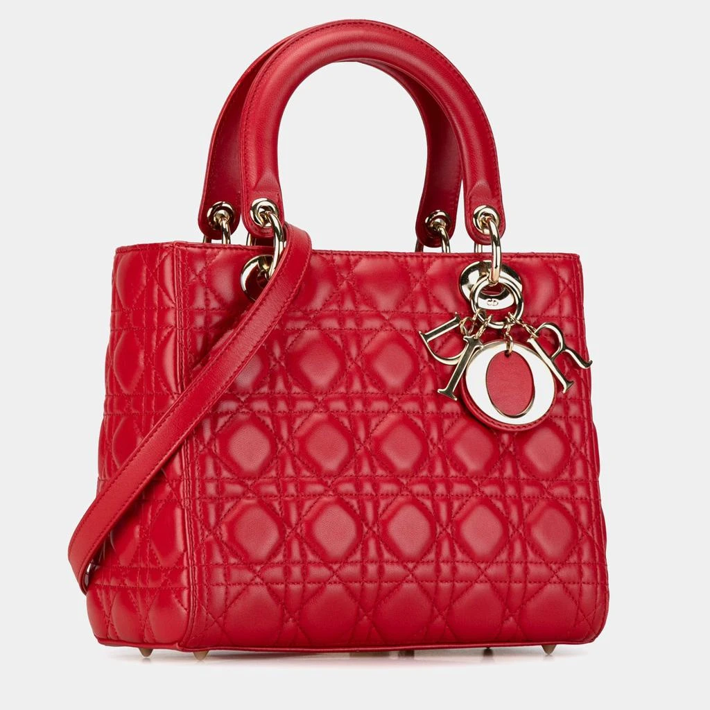 Dior Dior Red Medium Lambskin Cannage Lady Dior 2