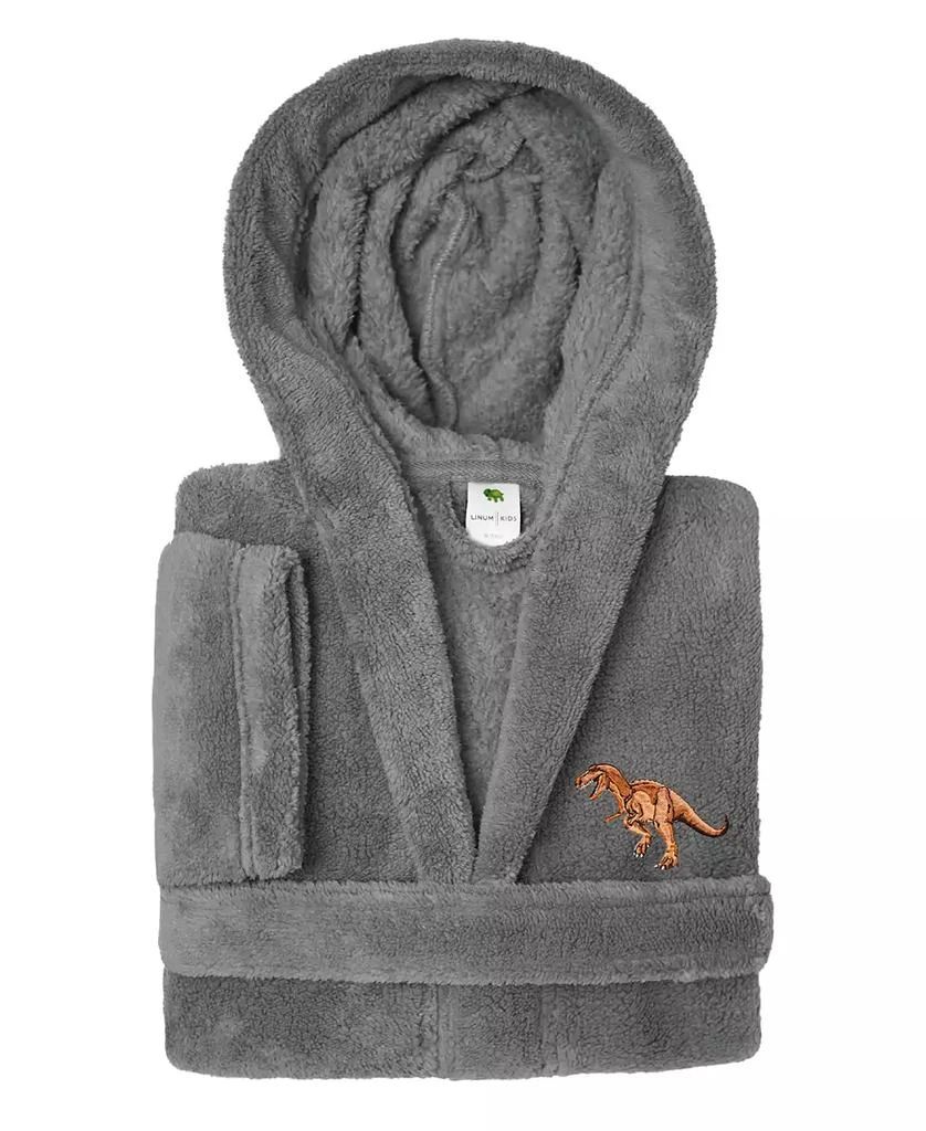 Linum Home Textiles Kids Dino Super Plush Double Brushed Hooded Bathrobe 3