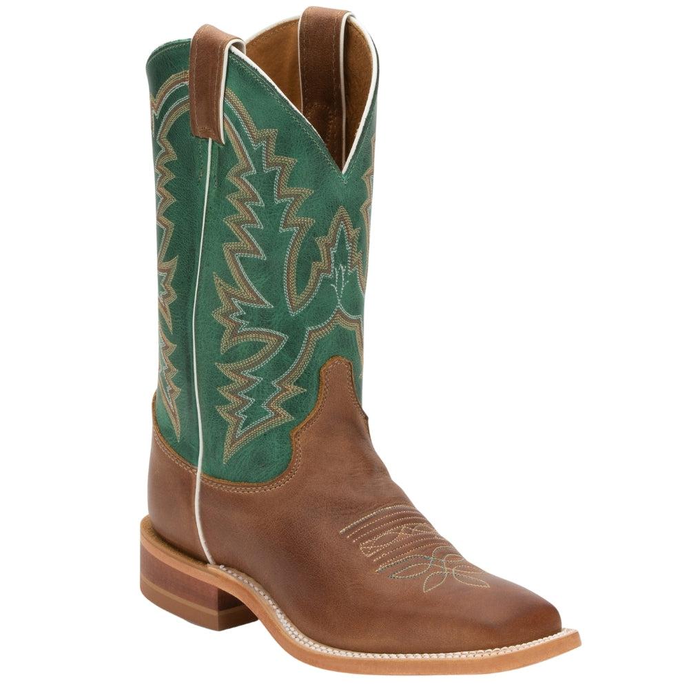 Justin Boots Kenedy Embroidered Calf Square Toe Cowboy Boots