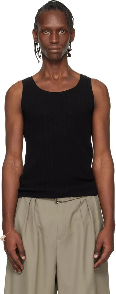 Dries Van Noten Black Rib-Knit Tank Top
