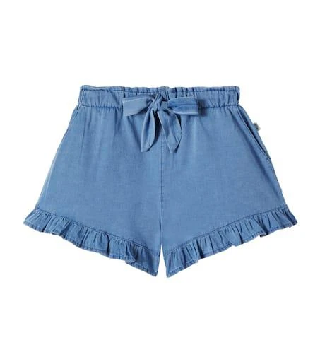 Cozmo Sienna ruffled cotton chambray shorts