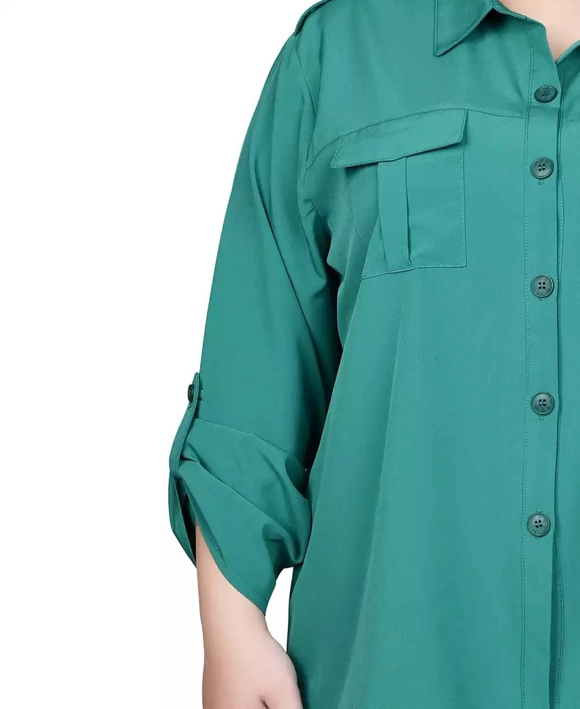 NY Collection Plus Size 3/4 Sleeve Roll Tab Blouse 3