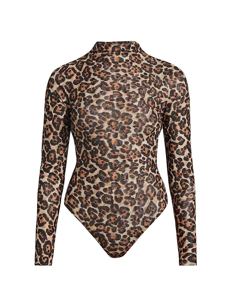 Ronny Kobo Vittoria Leopard Mock Turtleneck Bodysuit 1