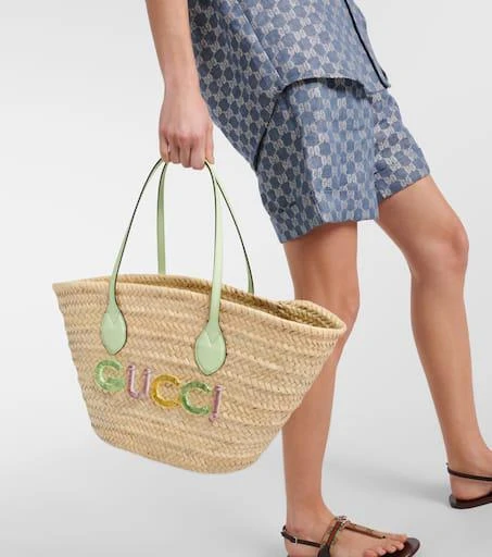 Gucci Small logo straw basket bag 2