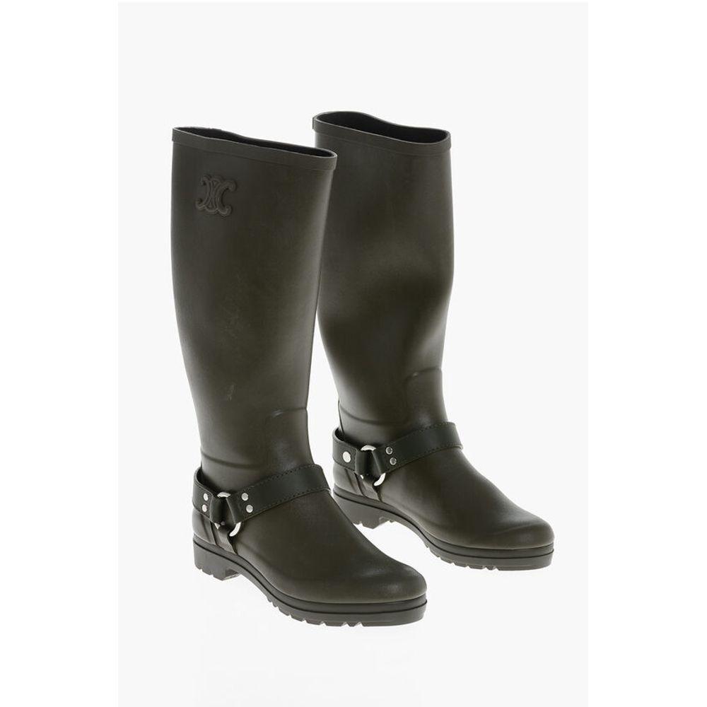Celine Rubber RAIN Boots with Biker Women's Detail
