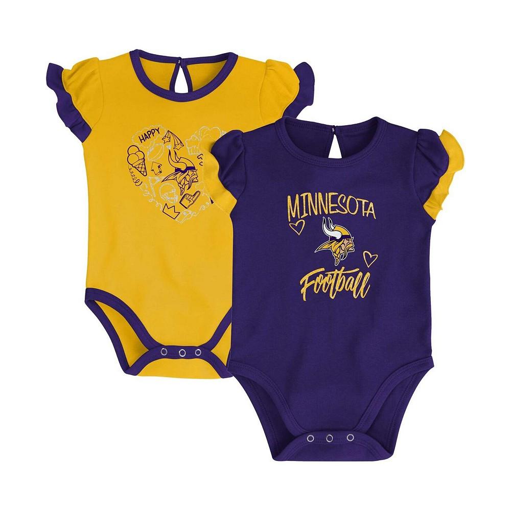 Outerstuff Newborn and Infant Boys and Girls Purple, Gold Minnesota Vikings Too Much Love Two-Piece Bodysuit Set