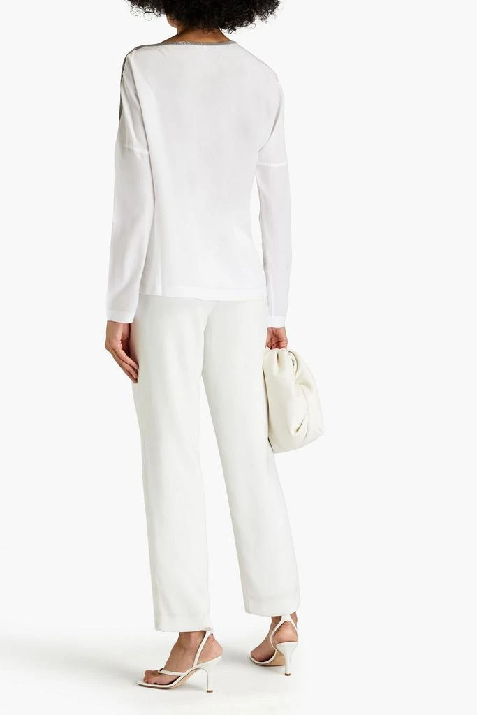 Brunello Cucinelli Embellished silk crepe de chine top 3