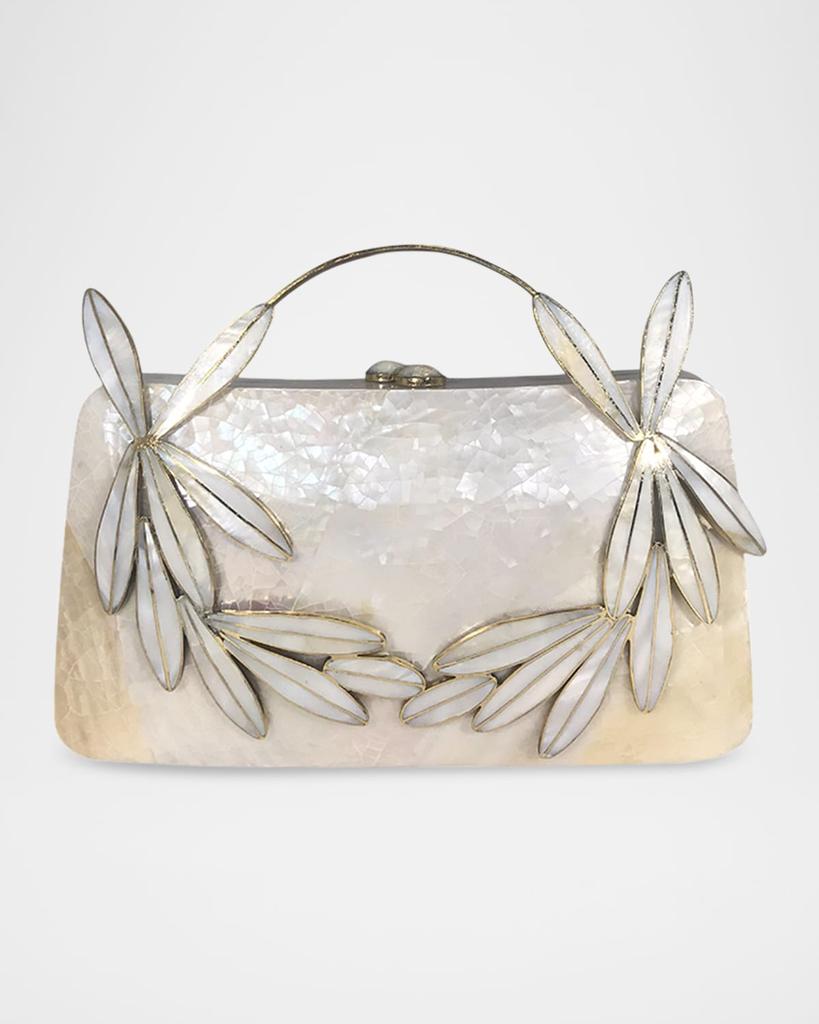 SERPUI Charlotte Flower Mother-of-Pearl Top-Handle Bag