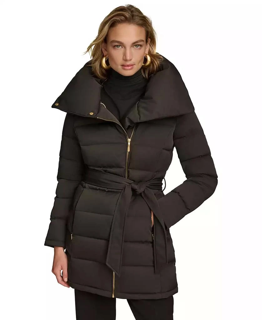 Donna Karan Women
s Belted Asymmetric Puffer Coat