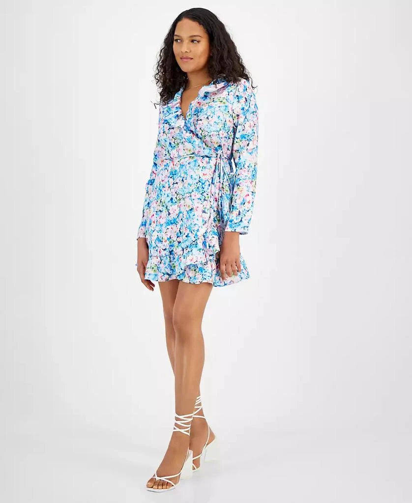 Bar III Petite Floral-Print Ruffled Tie-Waist Wrap Dress, Created for Macy's 3