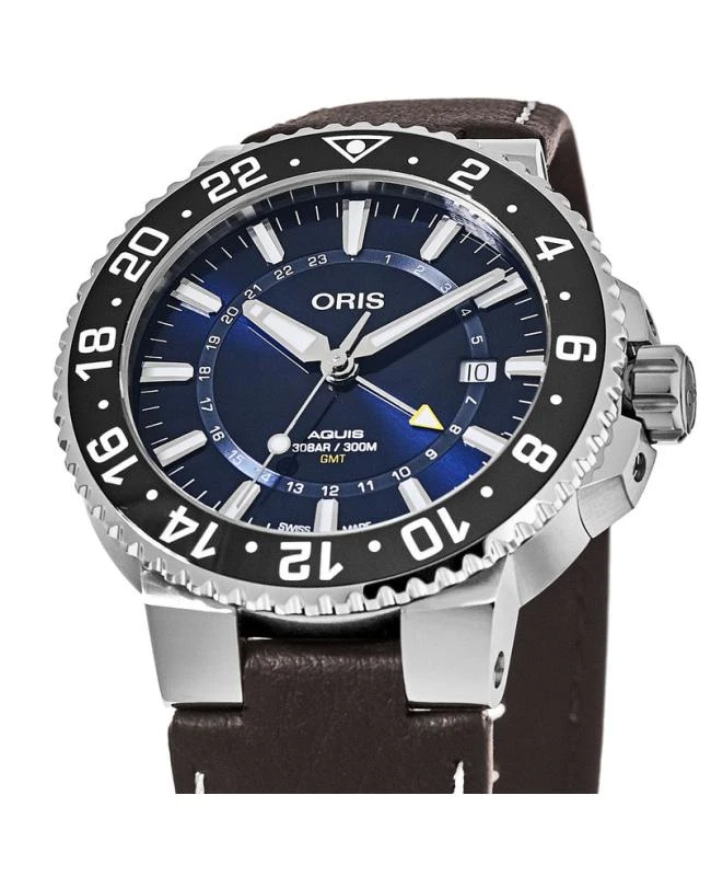 Oris Oris Aquis GMT Date Blue Dial Brown Leather Strap Men
s Watch 01 798 7754 4135-07 5 24 10EB 2