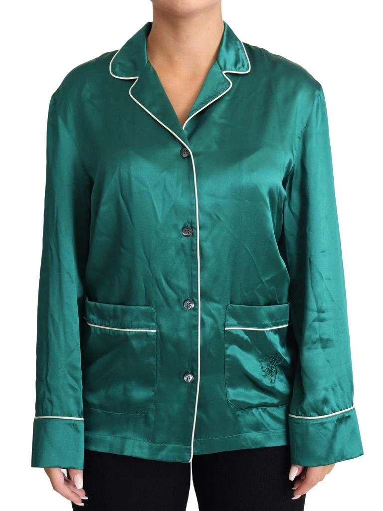 Dolce & Gabbana Dolce & Gabbana Green Pyjama Blouse Silk Lounge Sleepwear Top 1