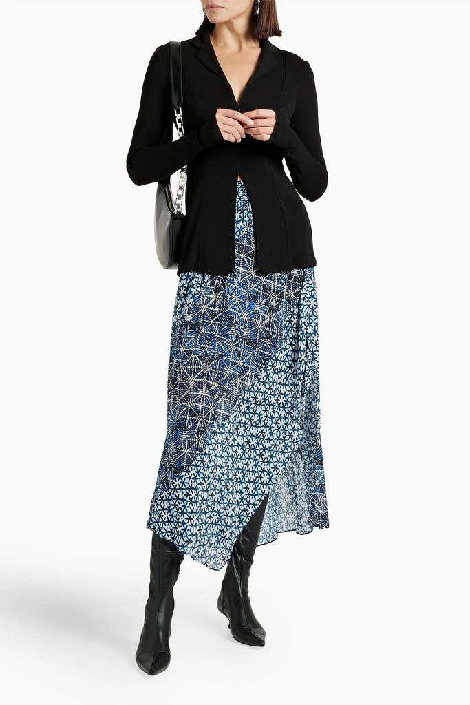 Maje Asymmetric printed voile midi skirt 2
