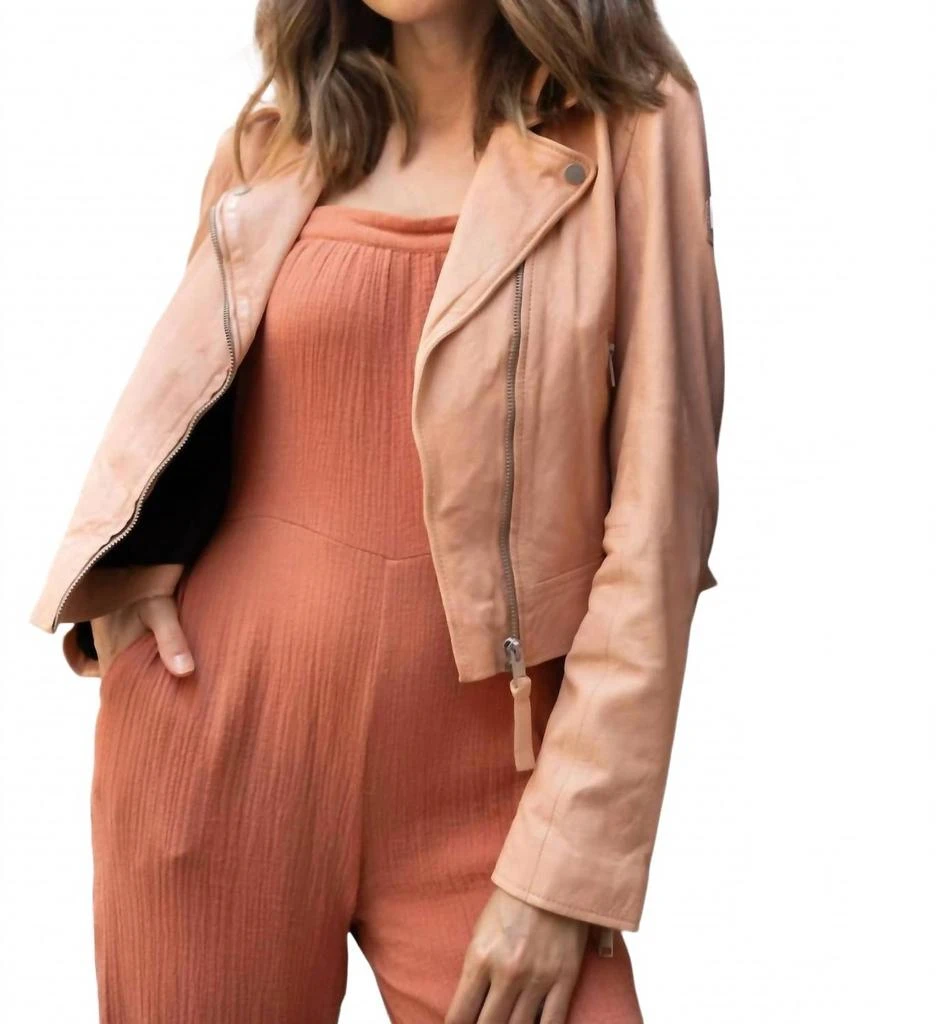 MAURITIUS Julene Rf Leather Jacket In Peach