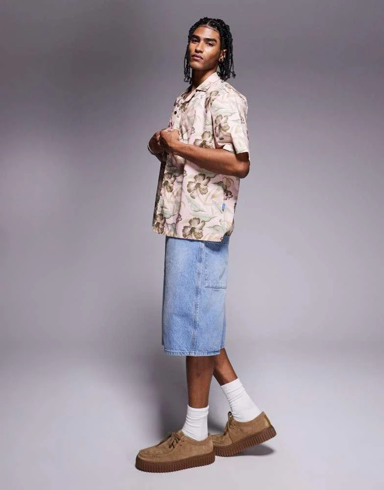 Hugo Blue Hugo Blue relaxed fit printed short sleeve shirt in pink 2