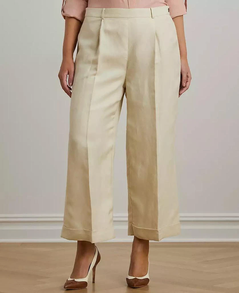 Ralph Lauren Plus Size Linen-Blend Twill Wide-Leg Pants 1