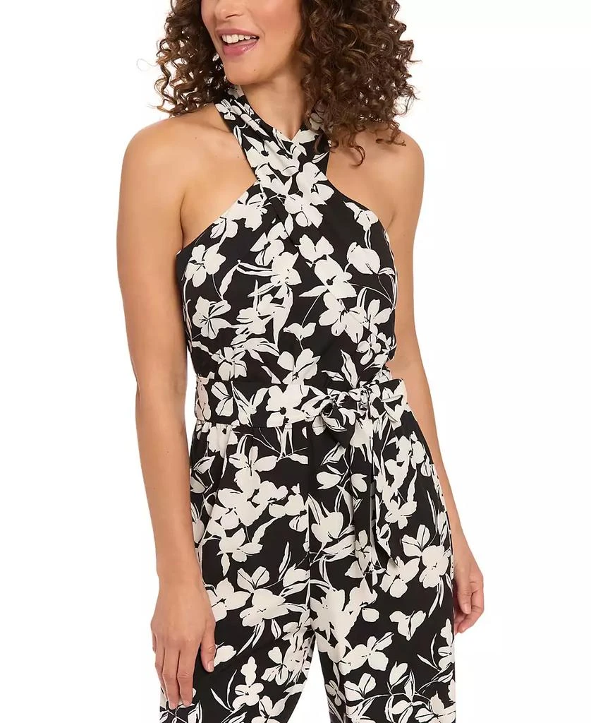 London Times Petite Cross-Neck Tie-Waist Sleeveless Jumpsuit 3
