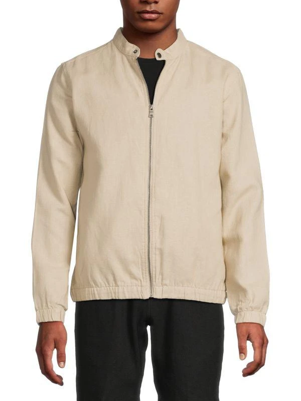 Saks Fifth Avenue Linen Blend Bomber Jacket 1