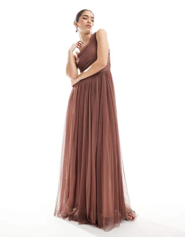 knee length dresses for ladies Mia Tulle Maxi Dress in Mocha main image 1