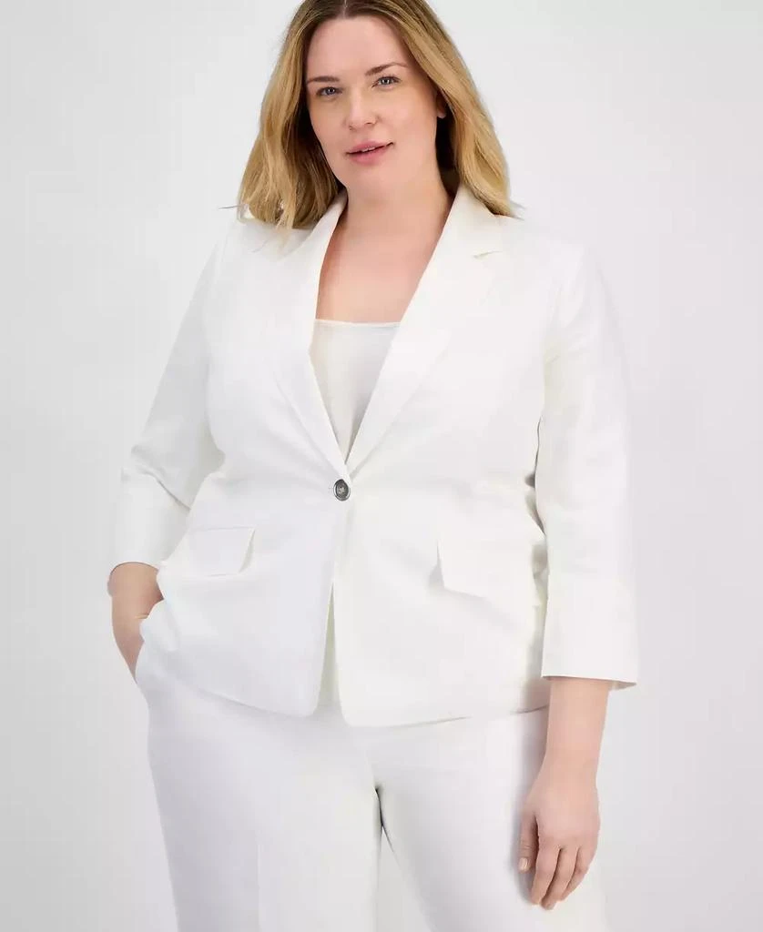 Kasper Plus Size Linen-Blend Blazer 1