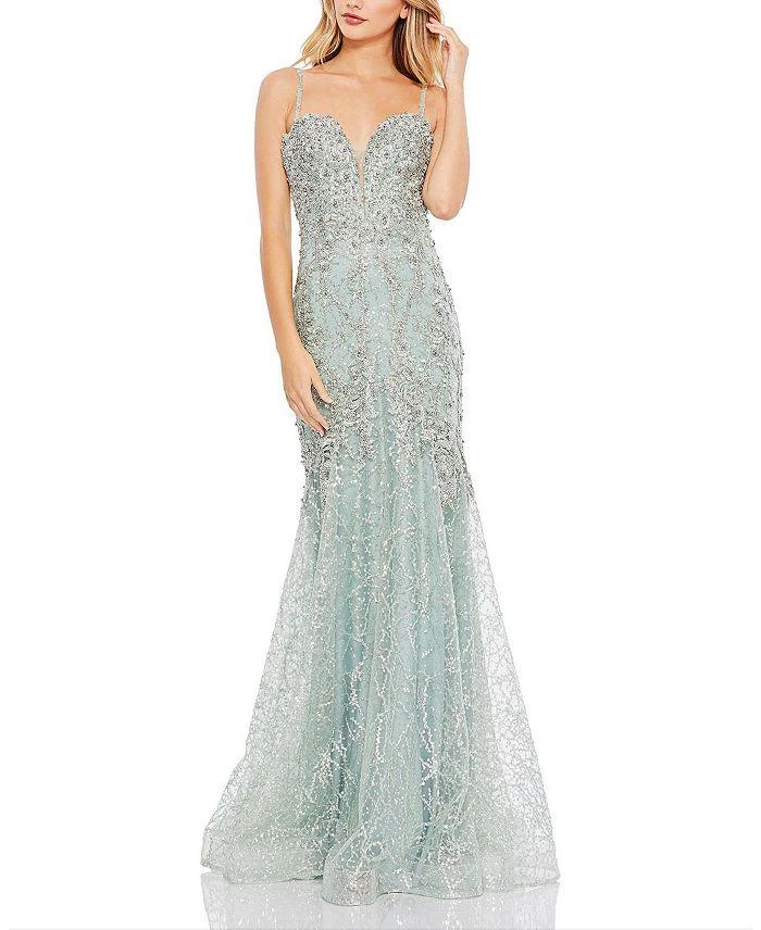 Mac Duggal Embellished Sleeveless Plunge Neck Trumpet Gown 1