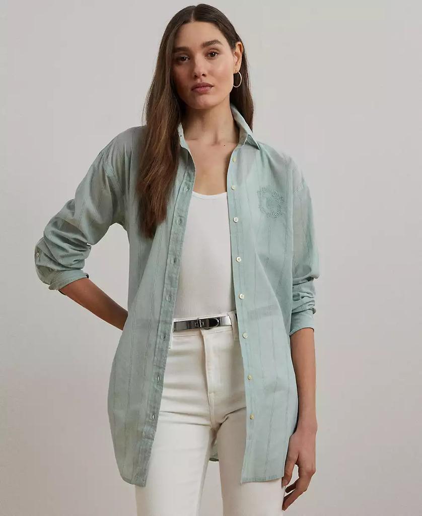 Ralph Lauren Women's Oversize Striped Cotton Voile Shirt