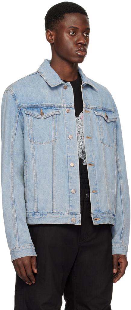 We11done Blue Embroidered Denim Jacket