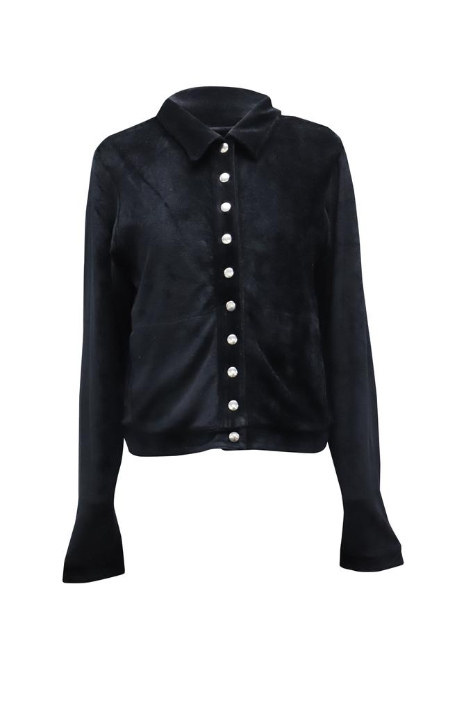 ALEXACHUNG Alexa Chung Buttoned Jacket in Black Viscose