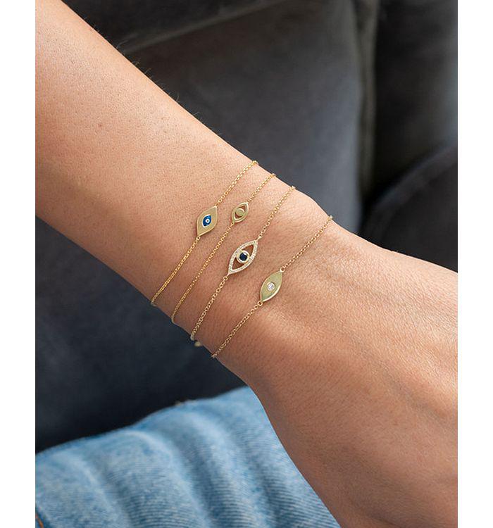 Zoe Lev 14K Yellow Gold Diamond Evil Eye Bracelet