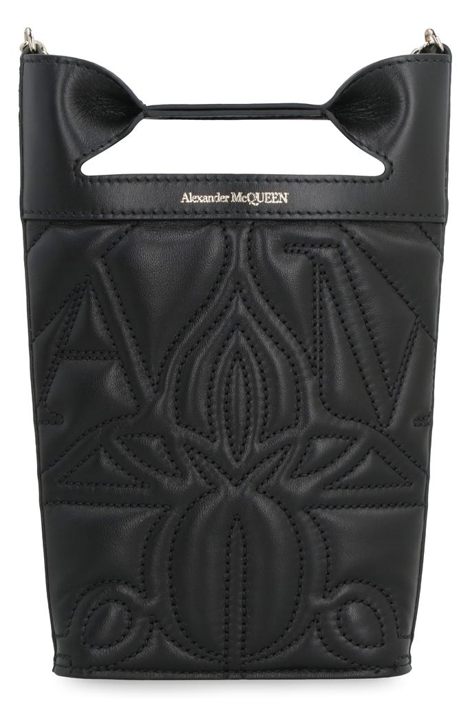 Alexander McQueen BLACK LEATHER THE BOW BUCKET BAG - Tote