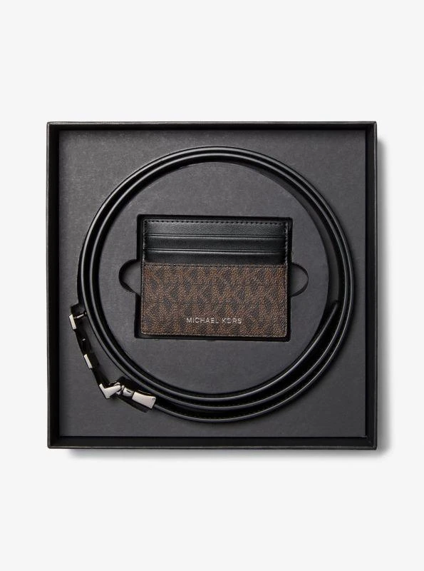 Michael Kors Signature Logo Card Case and Belt Gift Set 3