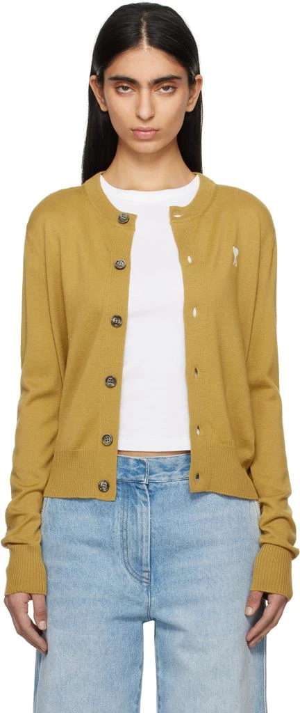 AMI Khaki Wool Ami de Coeur Cardigan 1