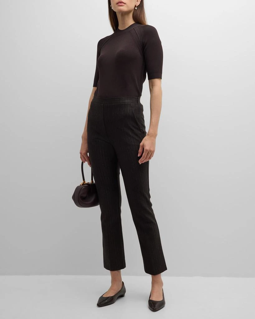 St. John Short-Sleeve Slim Stretch Knit Sweater 2