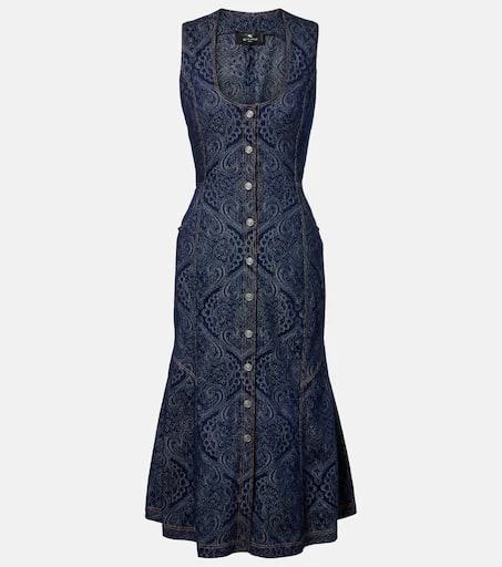 ETRO Printed denim midi dress 1