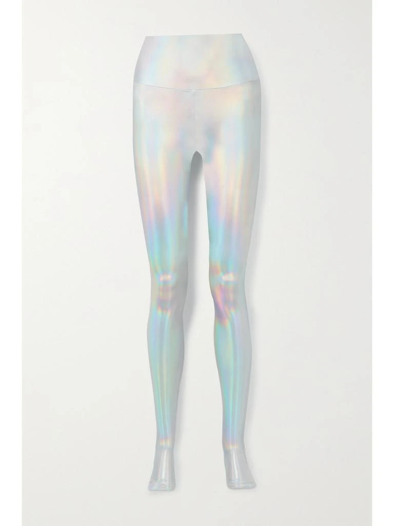 Norma Kamali Iridescent Coated Stretch-jersey Stirrup Leggings