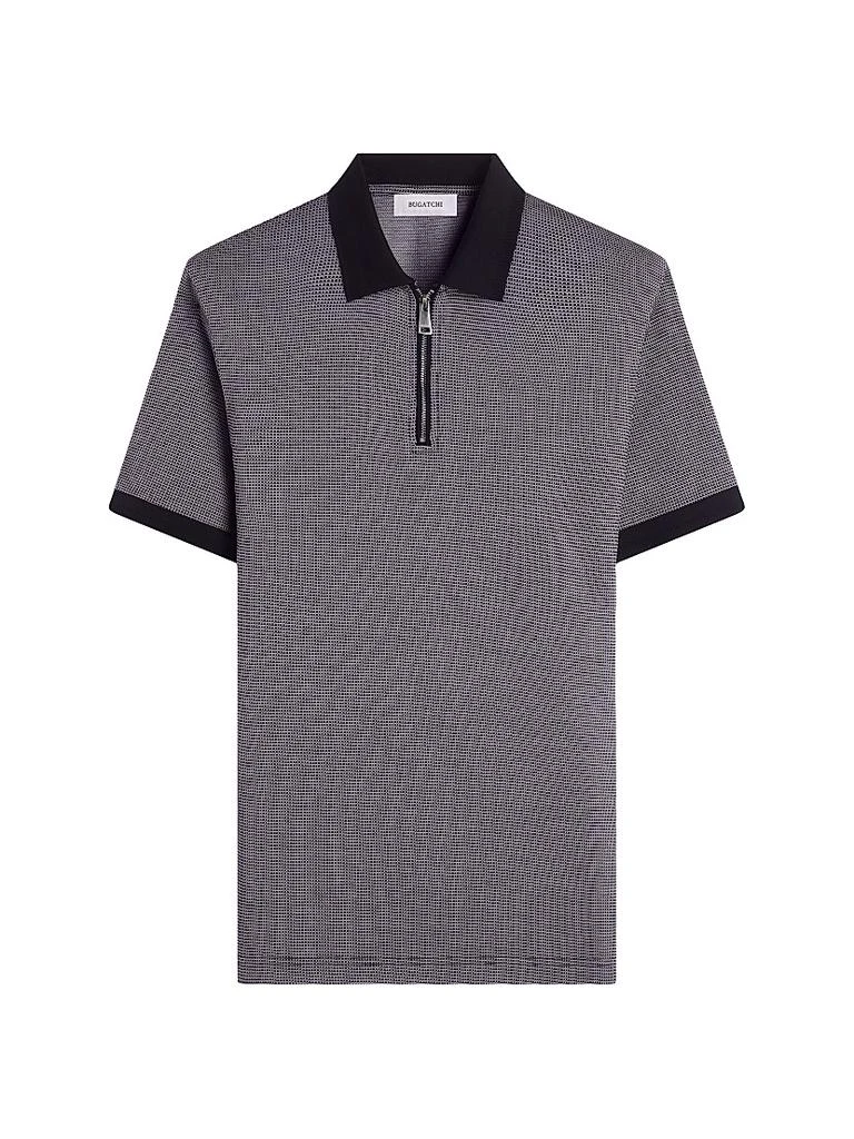 BUGATCHI Quarter Zip Printed Cotton Polo Shirt 1