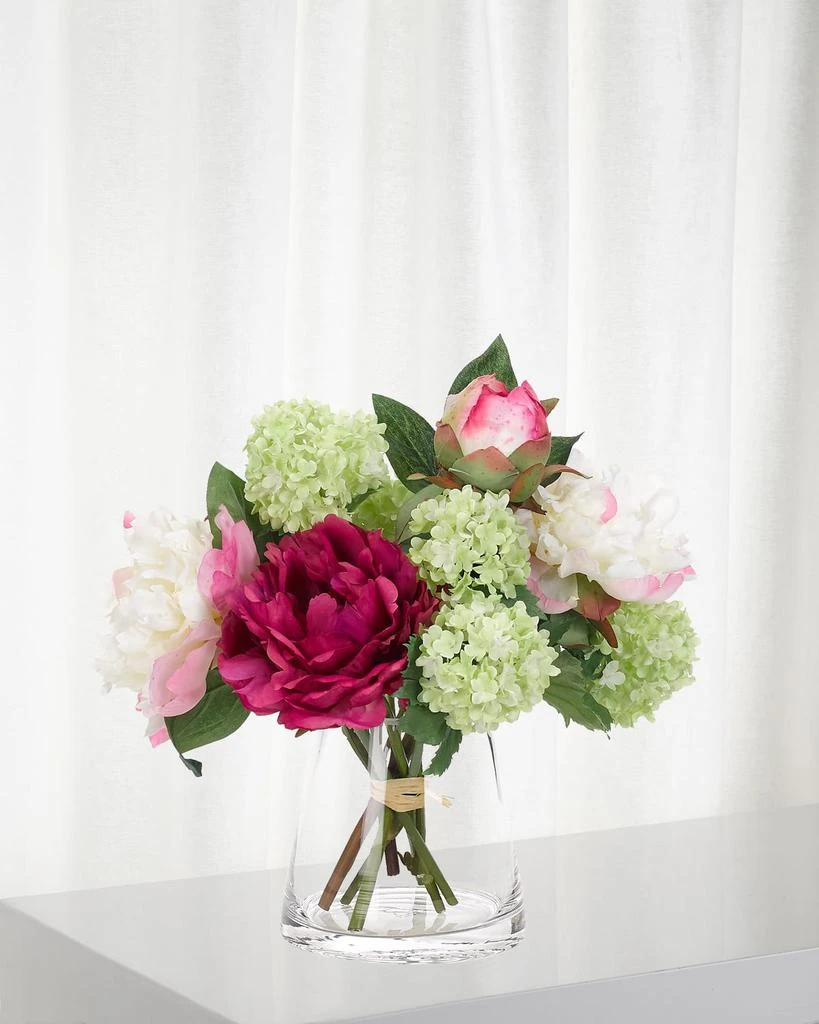 NDI Faux Peony Snowball Arrangement in Ceramic Planter 1