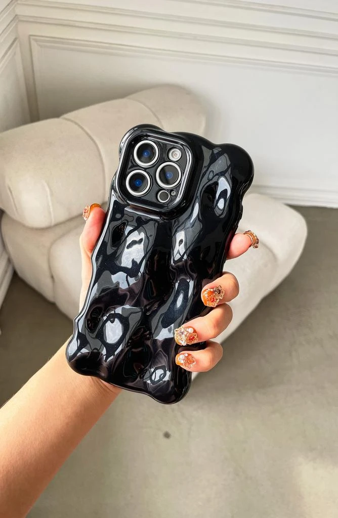Auramma Glossy Black Bubbles iPhone 16 Pro Max Case 5