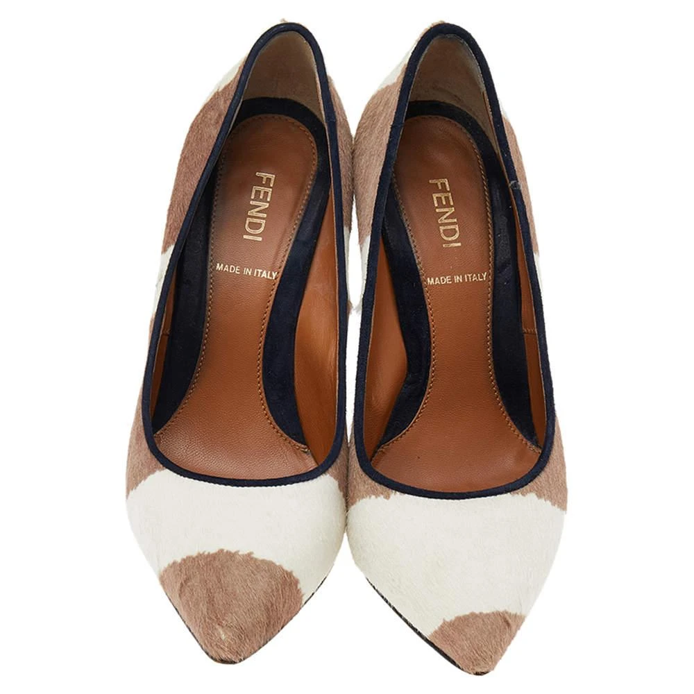 Fendi Fendi Beige/White Zebra Print Calf Hair Diamond Heel Pumps Size 35.5 3
