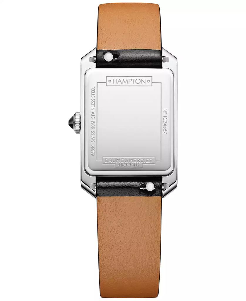 Baume & Mercier Women's Swiss Hampton Black Leather Strap Watch 35x22mm