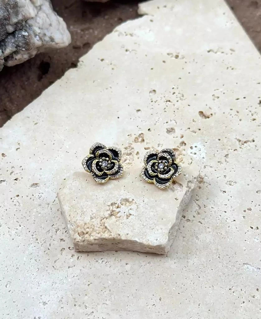 ADORNIA Gold Black CZ Carnelian Earrings 4