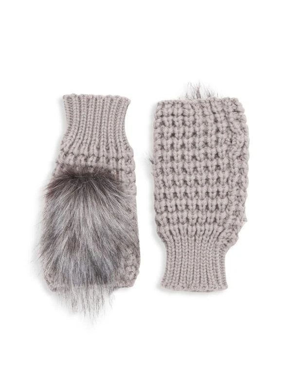 Adrienne Landau Faux Fur Knit Mittens 1