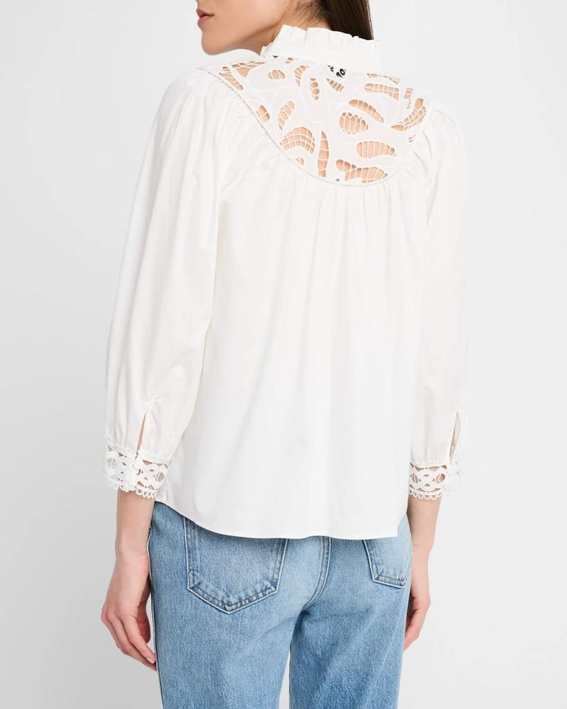 Tahari The Rylan Lace-Yoke Cotton Blouse 3