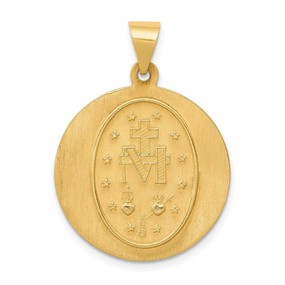 Diamond2Deal 14k Yellow Gold Miraculous Medal Hollow Pendant 3