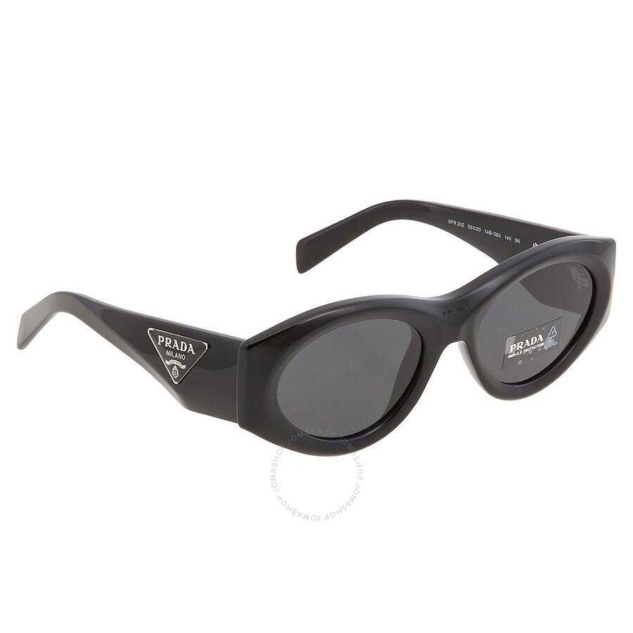 Prada Dark Grey Oval Ladies Sunglasses PR 20ZS 1AB5S0 53