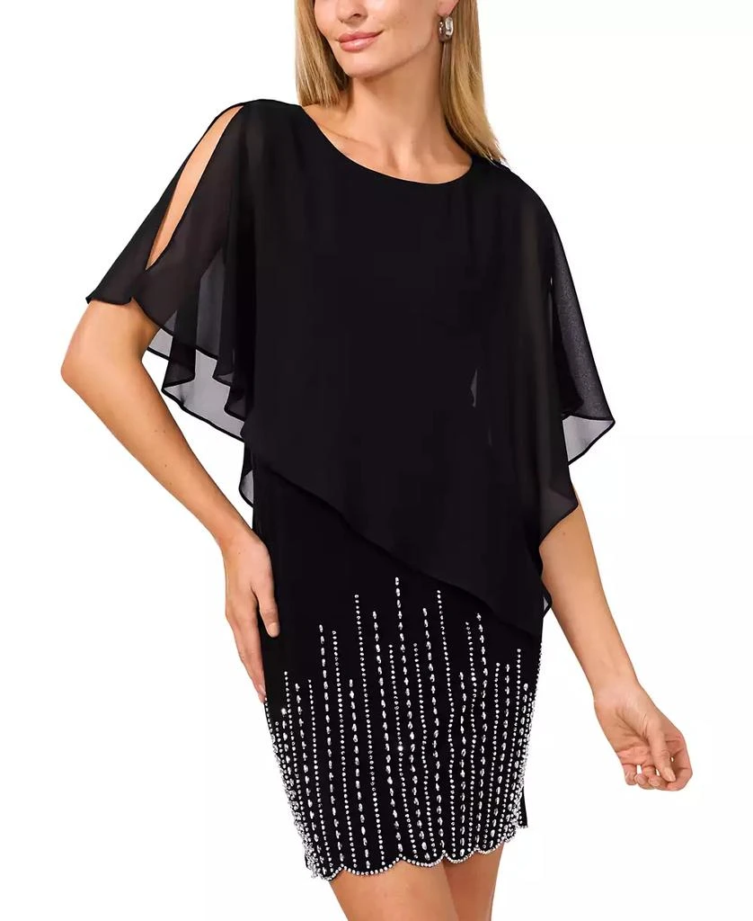MSK Petite Embellished Cape-Overlay Shift Dress 3