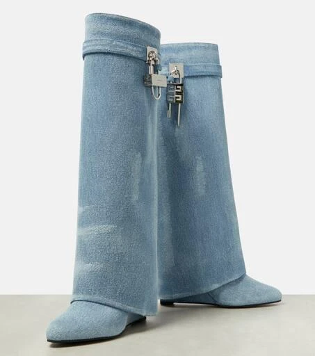 Givenchy Shark Lock denim knee-high boots 6