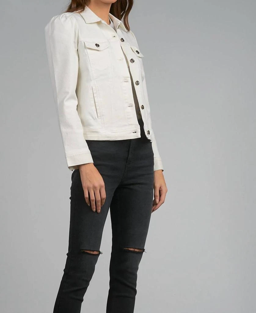 Elan Piper Puff Sleeve Denim Jacket In Creamy White 2